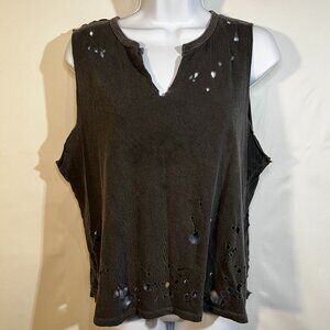Gilded Intent V Neck Holes Tank Top Size Large